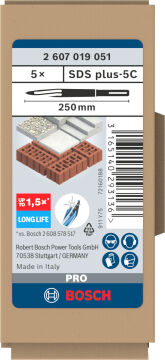 Bosch Aksesuar PRO SDS-Plus-5C Sivri Keski 250mm 5 li
