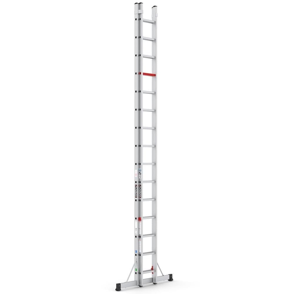 Çağsan İki Parçalı Sürgülü Alüminyum Merdiven 2x17 Basamaklı - TS10010