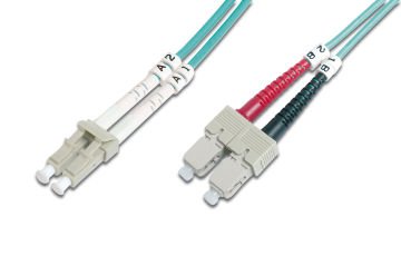 Assmann Digitus Lc-Sc Fiber Optik Patch Kablo, 3 Mt, Multimode, Duplex, 50/125, Om3