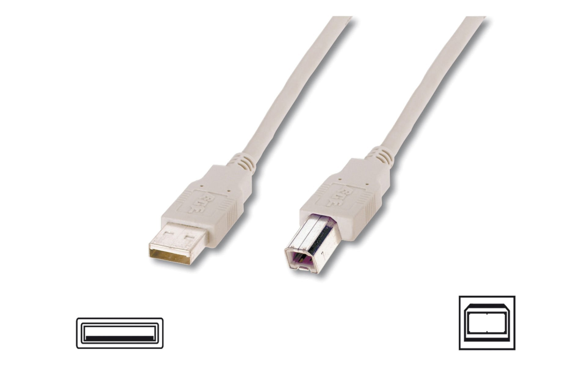 Assmann Usb 2.0 Bağlantı Kablosu, Usb A Erkek - Usb B Erkek, 1.8 Mt, Awg 28, Usb 2.0 Uyumlu, Ul, Bej Renk