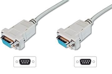 Assmann Modem Bağlantı Kablosu, D-Sub9 Dişi - D-Sub9 Dişi, 3 Mt, Vidalı, Bej Renk