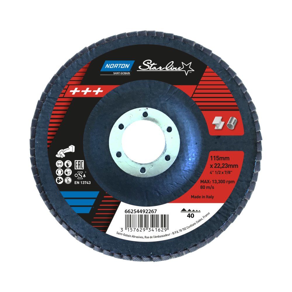 Norton Clipper Alüminyum Oksit Standart Yoğunluk Konik Flap Disk FLD FDTF 180X22 NOR P40 STARLINE - 78072709315
