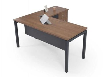 Aras L Çalışma Masası 140x69 Cm Teak (Ayak RAL7016 Antrasit Texture)