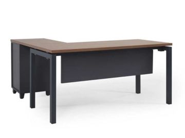 Aras L Çalışma Masası 140x69 Cm Teak (Ayak RAL7016 Antrasit Texture)