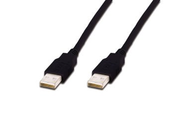Assmann Usb 2.0 Bağlantı Kablosu, Usb A Erkek - Usb A Erkek, 3 Mt, Awg 30, Usb 2.0 Uyumlu, Ul, Siyah Renk