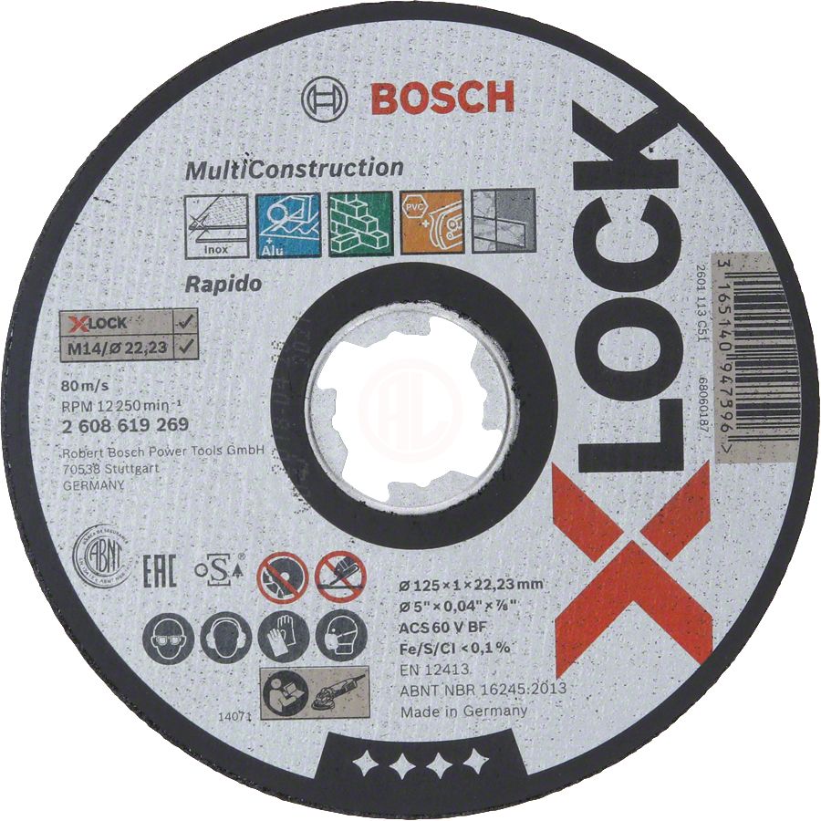 Bosch X-Lock Çok Amaçlı Kesme Diski Multi Construction Düz Rapido 125x22,23x1,0 mm (ACS 60 V BF) - 2608619269