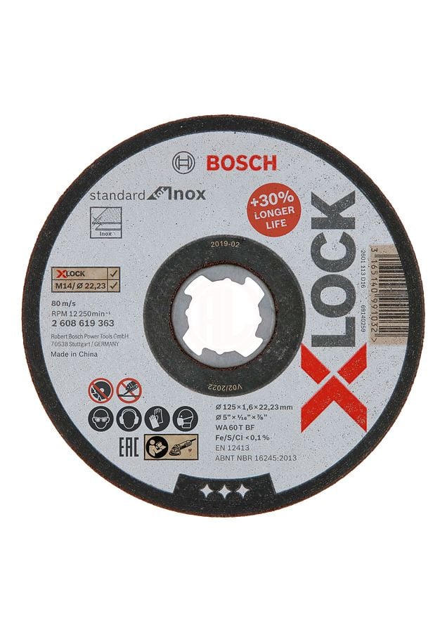 Bosch X-Lock Inox Kesme Diski Standard For Inox Düz 125x22,23x1,6 mm (WA 60 T BF) (1 Adet) - 2608619363