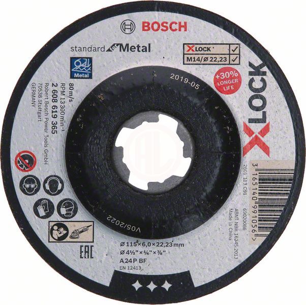 Bosch X-Lock Metal Taşlama Diski Standard For Metal Bombeli 115x22,23x6,0 mm (A 24 P BF) - 2608619365