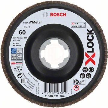Bosch X-Lock Zirkon Flap Zımpara Diski X571 Best For Metal (Plastik Taban) Düz 115x22,23 mm 60 Kum - 2608621764