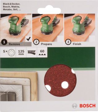 Bosch Eksantrik Zımpara Kağıdı 8 Delik 125 mm 60 Kum (5 Adet) - 2609256A23