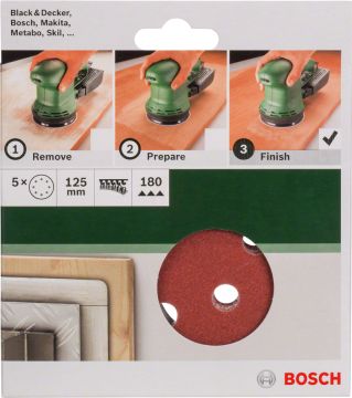Bosch Eksantrik Zımpara Kağıdı 8 Delik 125 mm 180 Kum (5 Adet) - 2609256A26