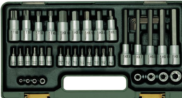 Proxxon Torx ve Allen Lokma Anahtar Takımı 1/4 İnç -1/2 İnç Cırcır Kollu (42 Parça) (23290)