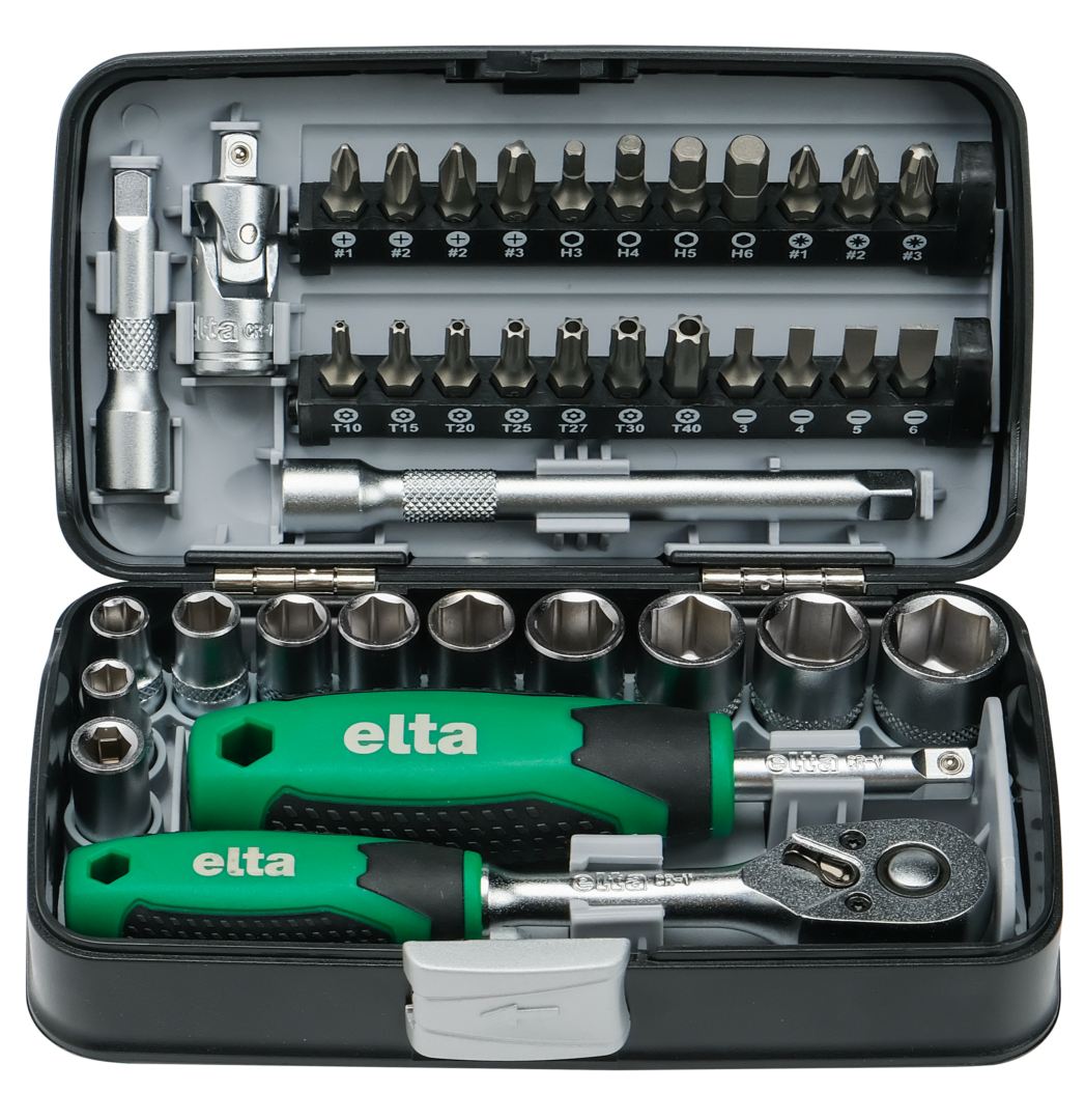 Elta 1/4 İnç Altı Köşe Cırcırlı Lokma Anahtar Ve Bits Set 38 Parça