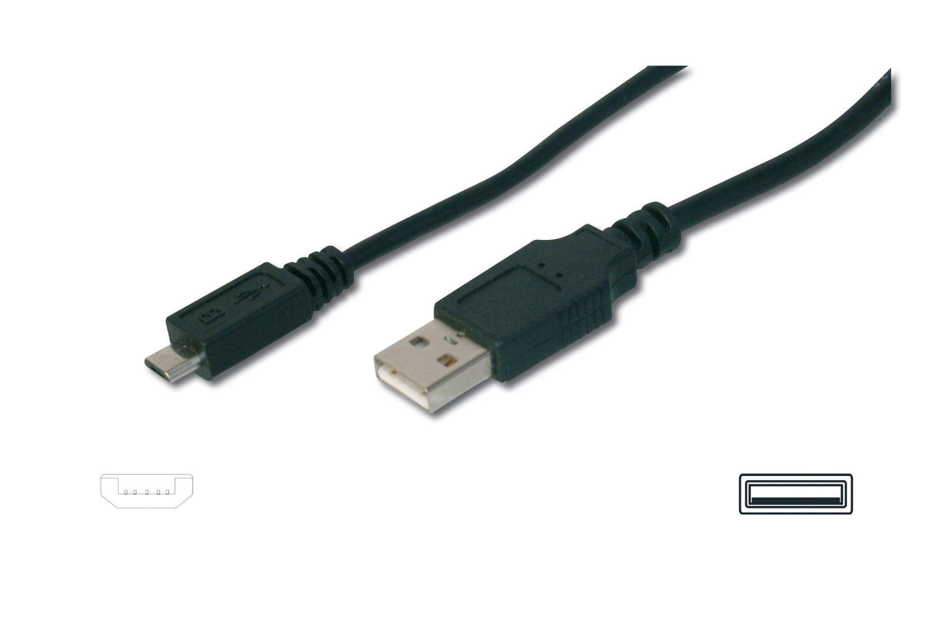 Assmann Usb 2.0 Bağlantı Kablo, Usb A Erkek Mikro Usb B Erkek, 1 Mt, Awg 28, Ul, Siyah Renk