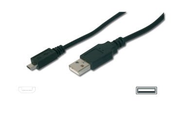 Assmann Usb 2.0 Bağlantı Kablo, Usb A Erkek Mikro Usb B Erkek, 1 Mt, Awg 28, Ul, Siyah Renk