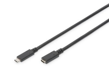 Assmann Usb Tip C™ Gen2 Uzatma Kablosu, Tip C Erkek Tip C Dişi, 0.7 Mt, 5A, 10Gb, 3.1 Versiyon, Ce, Siyah Renk