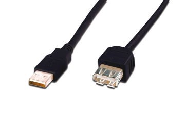 Assmann Usb 2.0 Uzatma Kablosu, Usb A Erkek - Usb A Dişi, 3 Mt, Awg 28, Usb 2.0 Uyumlu, Ul, Siyah Renk (Ak-300202-030-S)