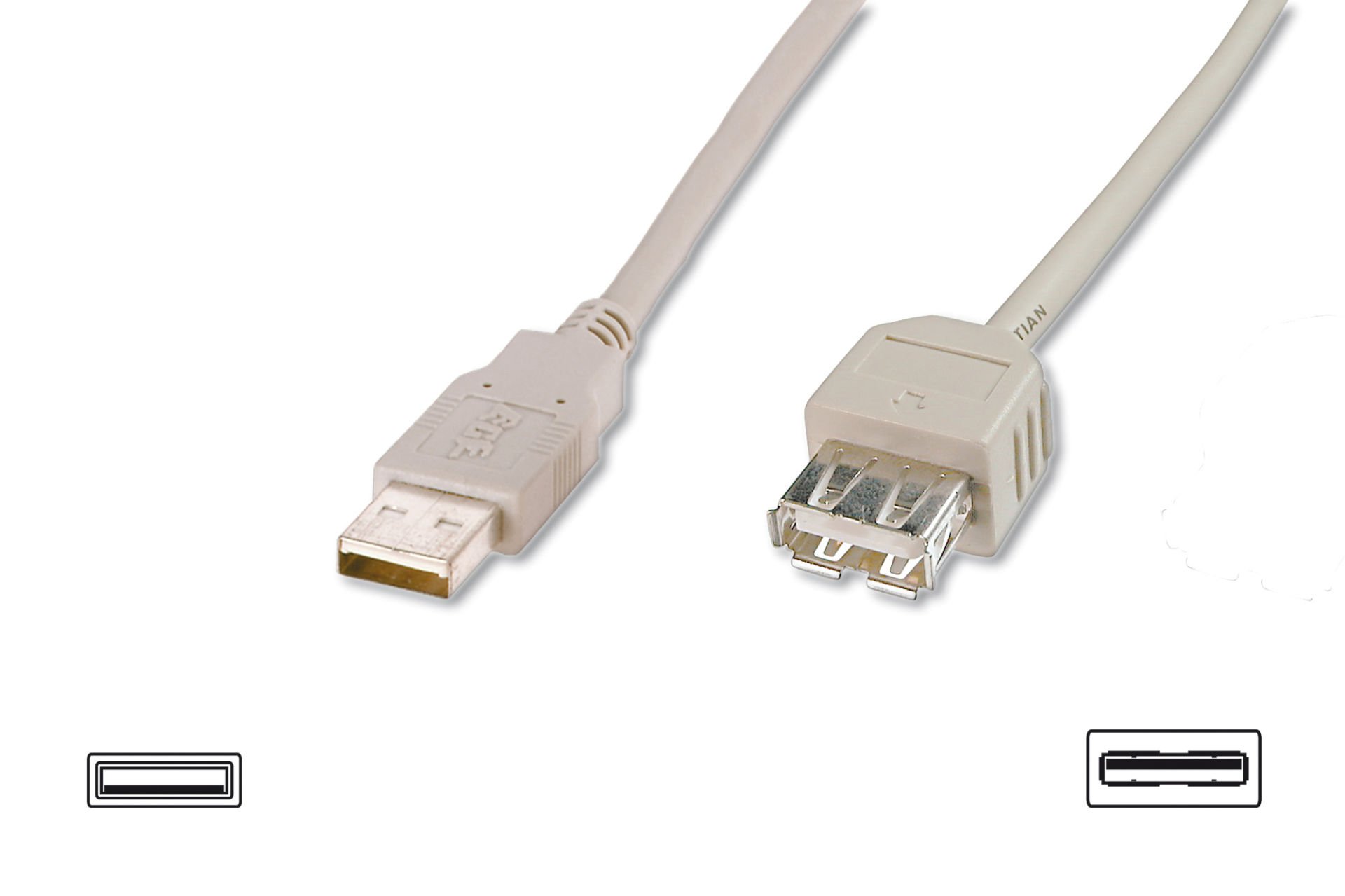 Assmann Usb 2.0 Uzatma Kablosu, Usb A, Erkek - Usb A Dişi, Awg 28, 5 Mt, Usb 2.0 Uyumlu, Ul, Bej Renk