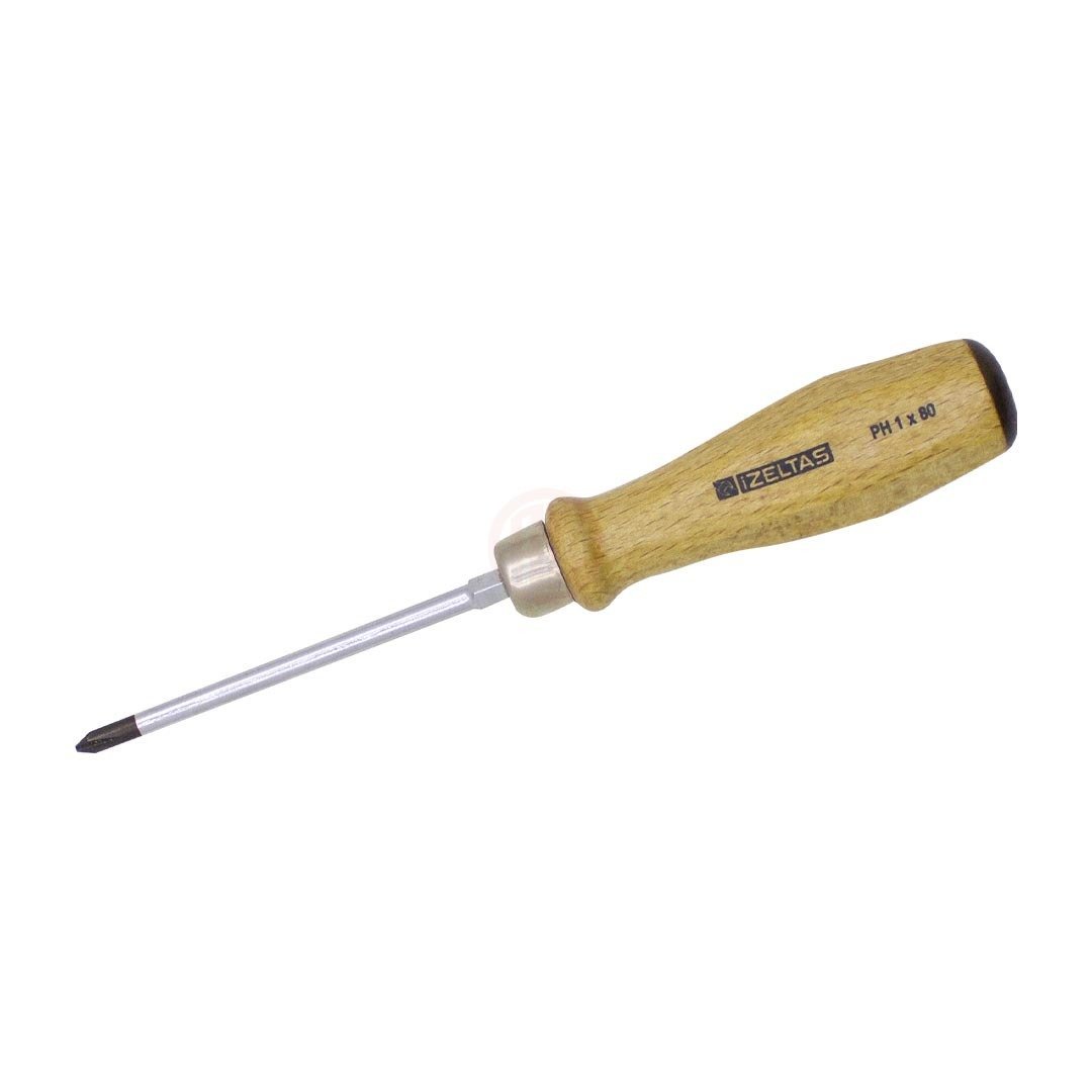 İzeltaş Ağaç Saplı Somunlu Yıldız Tornavida 4,5x80 mm