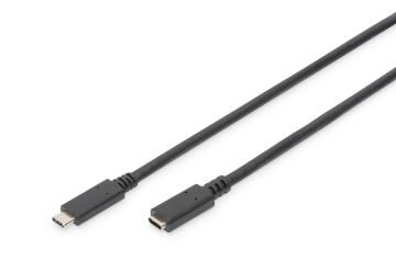 Assmann Usb Tip C™ Uzatma Kablosu, Tip C Erkek Tip C Dişi, 2 Mt, 3A, 480Mb, 2.0 Versiyon, Ce, Siyah Renk