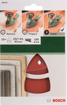 Bosch Çok Amaçlı Zımpara Kağıdı 11 Delik 102x62/93 mm 180 Kum (10 Adet) - 2609256A65