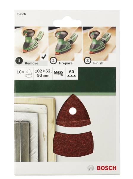 Bosch Çok Amaçlı Zımpara Kağıdı 11 Delik 102x62/93 mm 180 Kum (10 Adet) - 2609256A65