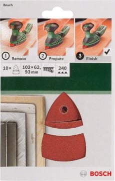 Bosch Çok Amaçlı Zımpara Kağıdı 11 Delik 102x62/93 mm 240 Kum (10 Adet) - 2609256A66