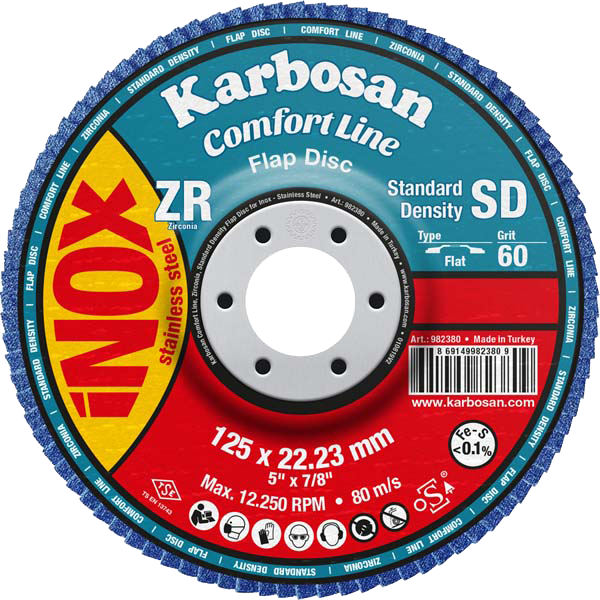 Karbosan Comfort Line Zirkonyum Standart Yoğunluk Flap Disk Konik 115 mm 60 Kum - KAR982180