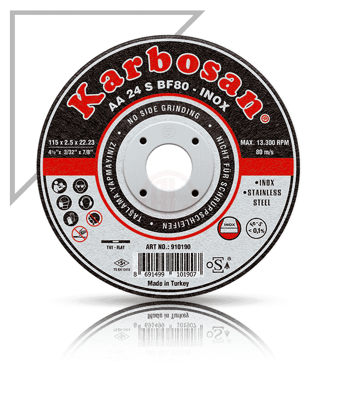 Karbosan Paslanmaz Çelik (Inox) Kesme Disk T41 Düz 230x3,0x22,23 mm AA 24 S BF80 - KAR910220