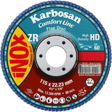 Karbosan Comfort Line ZR Standart Yoğunluk Flap Disk ZXR11 Konik 180 mm 60 Kum - KAR982820