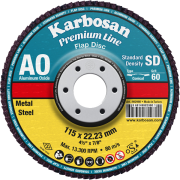 Karbosan Premium Line Alüminyum Oksit Standart Yoğunluk Flap Disk Konik 125 mm 60 Kum - KAR983060