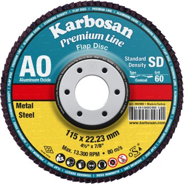 Karbosan Premium Line Alüminyum Oksit Standart Yoğunluk Flap Disk Düz 180 mm 60 Kum - KAR983180