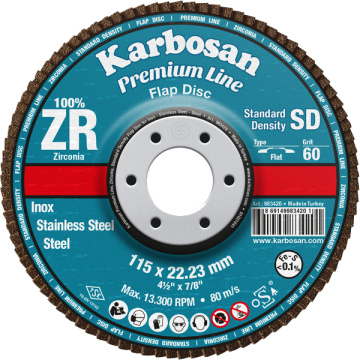 Karbosan Premium Line Zirkonyum Standart Yoğunluk Flap Disk Konik 180 mm 60 Kum - KAR983940