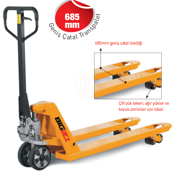 Biglift RM-ACYG25 GENİŞ ÇATAL TRANSPALET 2.5 TON - BIGACY25CHOREKE