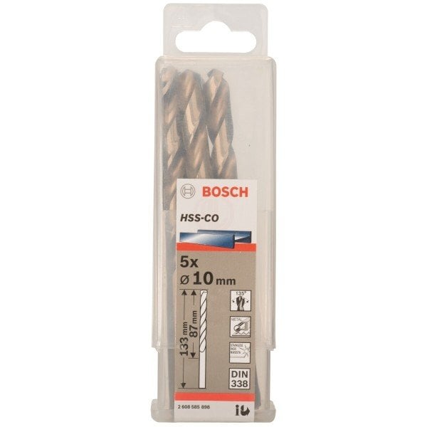 Bosch Metal Matkap Ucu HSS-Co DIN 338 (Altın) 10,0x133 mm (5 Adet) - 2608585898