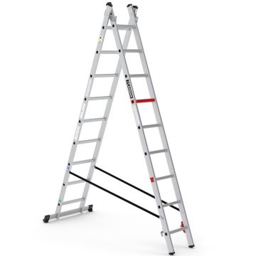 Çağsan Duomax İki Parçalı Çok Amaçlı Alüminyum Merdiven 2x9 Basamaklı - TSA85
