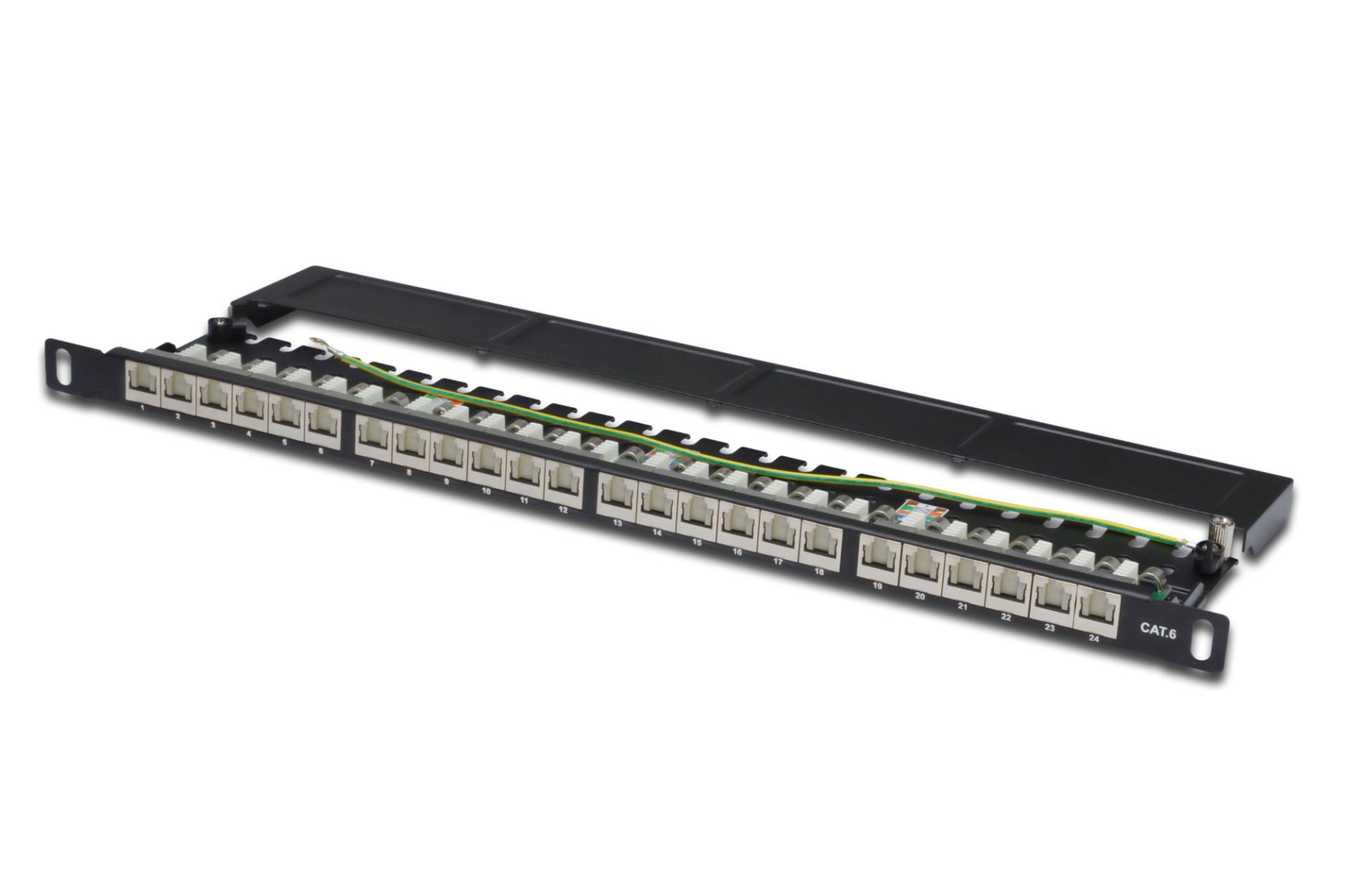 Assmann Digitus 19 Inch 24 Port Cat.6 Patch Panel, Zırhlı (Shielded), Siyah Renk, 0,5U Boyut