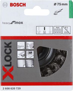 Bosch X-Lock Paslanmaz Çelik Burgulu Çanak Fırça Heavy For Inox 75x0,50 mm - 2608620729