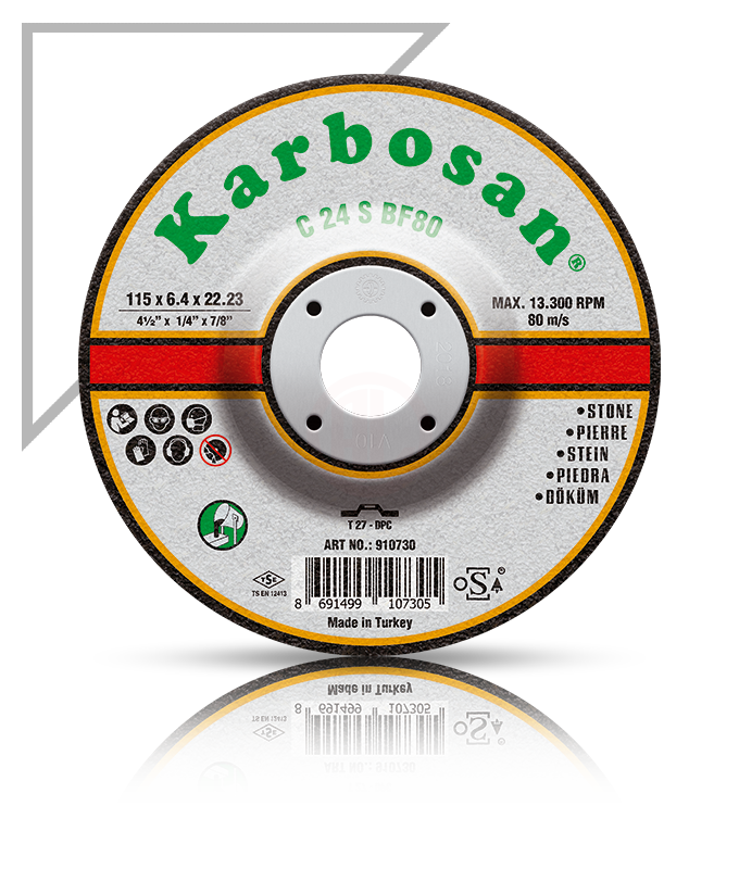 Karbosan Döküm Taşlama Disk T27 Bombeli 180x8,0x22,23 mm C 24 S BF80 - KAR910760