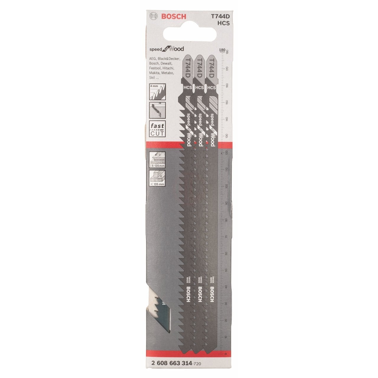 Bosch Dekupaj Testere Bıçağı Speed For Wood T 744 D 180 mm (3 Adet) - 2608663314