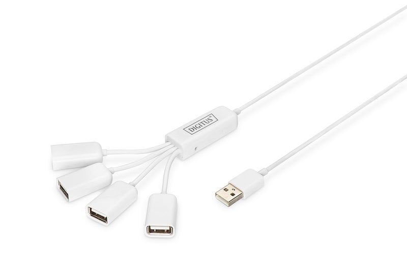 Assmann Digitus 4 Port Usb 2.0 Hub, Kablo Formunda Çok Kollu, Plastik Digitus Slim Spider Usb Hub