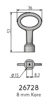 Mesan 8 Mm Kare Anahtar (Küçük Boy)