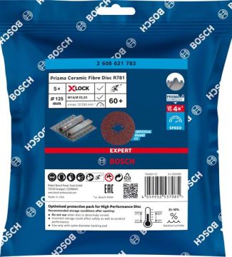 Bosch X-Lock Fiber Zımpara Diski Expert Prisma Ceramic R781 125 mm 60 Kum (5 Adet) - 2608621783