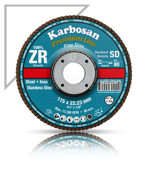 Karbosan Premium Line Zirkonyum Standart Yoğunluk Flap Disk Düz 115 mm 60 Kum - KAR983420