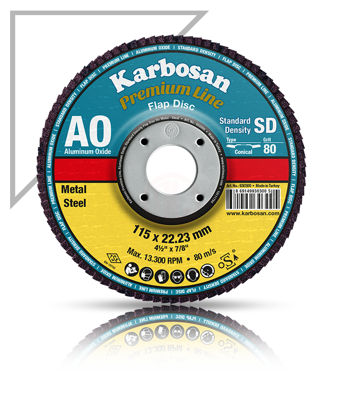Karbosan Premium Line Alüminyum Oksit Standart Yoğunluk Flap Disk Konik 115 mm 80 Kum - KAR982985