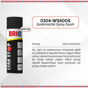 Brio Sızdırmazlık Sprey Sızıntı Önleyici Su Geçirmez Sprey Siyah 500Ml