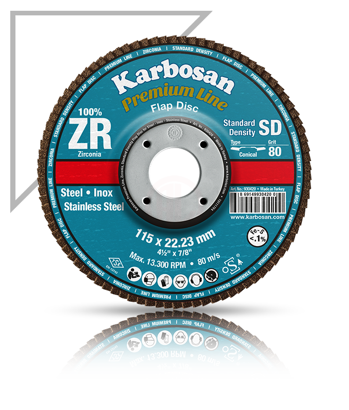 Karbosan Premium Line Zirkonyum Standart Yoğunluk Flap Disk Konik 115 mm 40 Kum - KAR983450