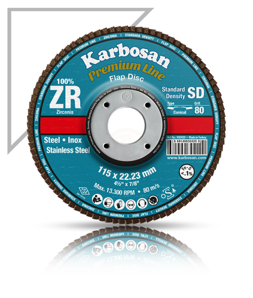 Karbosan Premium Line Zirkonyum Standart Yoğunluk Flap Disk Konik 115 mm 60 Kum - KAR983460