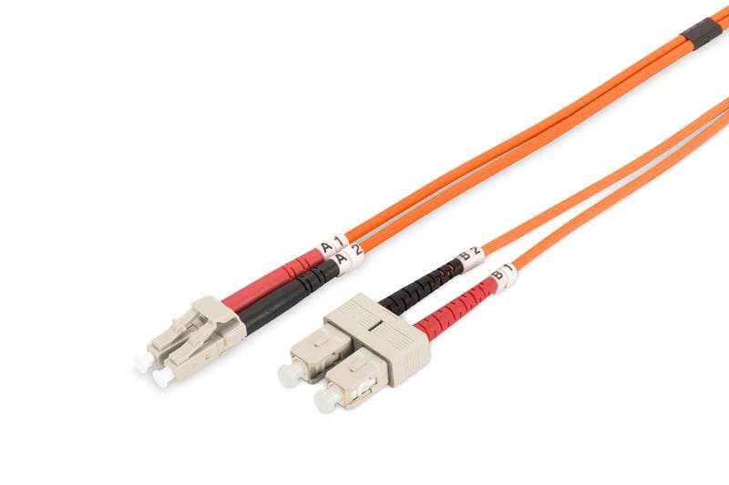 Assmann Digitus Lc-Sc Fiber Optik Patch Kablo, 10 Mt, Multimode, Duplex, 50/125