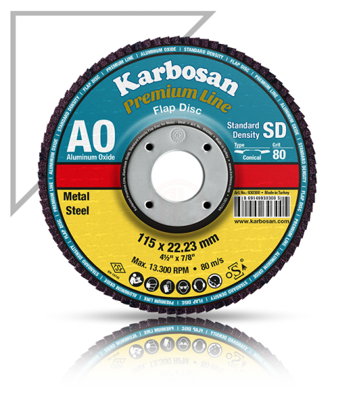 Karbosan Premium Line Alüminyum Oksit Standart Yoğunluk Flap Disk Konik 180 mm 36 Kum - KARA1802236